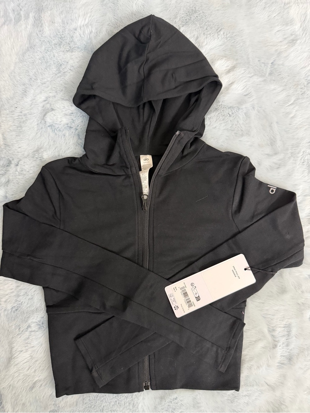 Alo Womens Black Zip-Up Hoodie Jacket